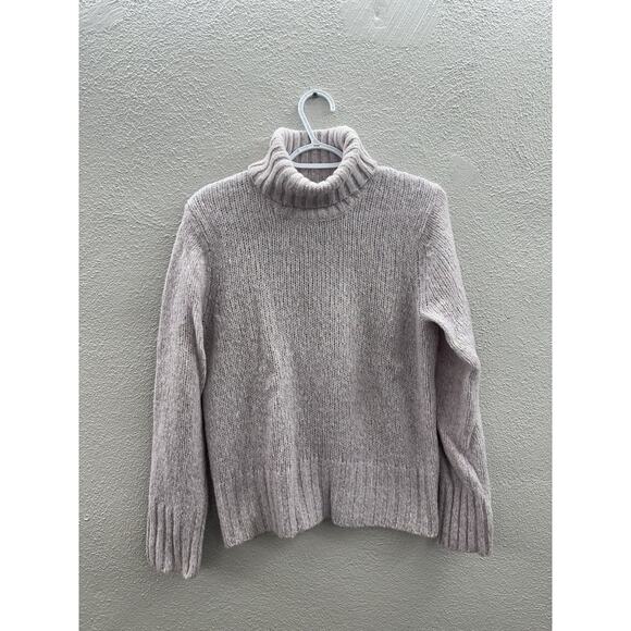 L.L. Bean Womens Sweater Size Medium Purple Knit Turtleneck Wool Blend - Picture 1 of 10